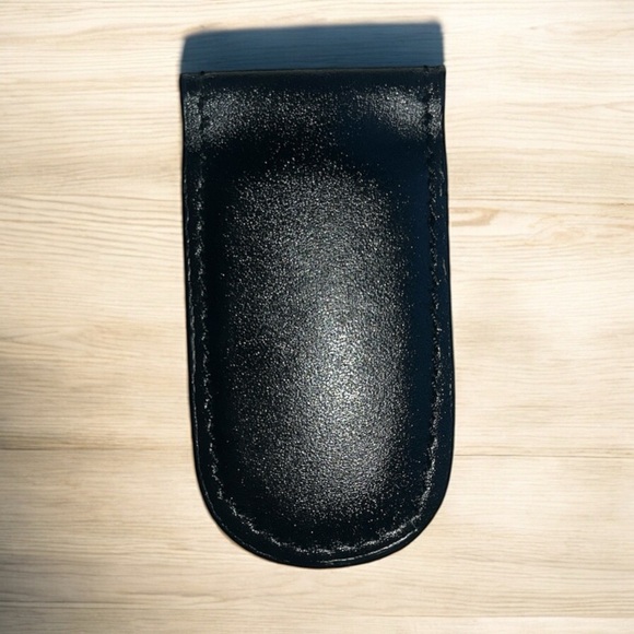Black Leather Magnetic Money Clip Sleek Design - Picture 1 of 5